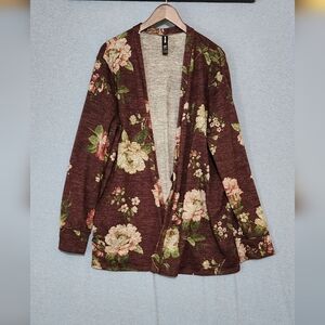 Agnes & Dora Floral Maroon Cardigan